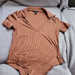 Forever 21 Brown Ribbed Bodysuit